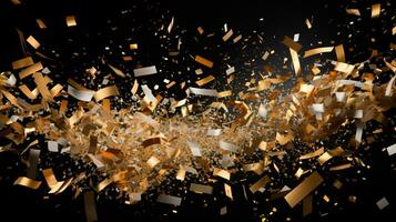 ai gegenereerd exploderend gekleurde confetti barsten voor nieuw jaren en viering foto