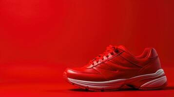 ai gegenereerd sportschoenen wit paar- schoenen levensstijl rood schoen mode stijl sporting atletisch rennen foto