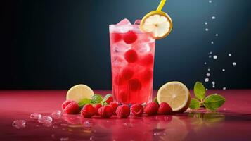 ai gegenereerd vers rood zomer drinken drank verfrissend alcohol sap BES ijs Frisdrank zoet vloeistof foto