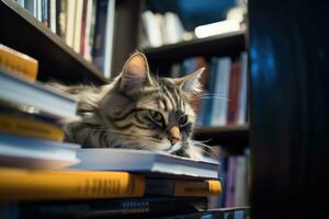 ai gegenereerd portret dier aanbiddelijk rasecht huiselijk speels schattig katje boek schoonheid huisdier katachtig foto