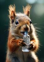 ai gegenereerd eten grappig dieren dieren in het wild knaagdier klein bruin zoogdier harig eekhoorn park staart natuur foto