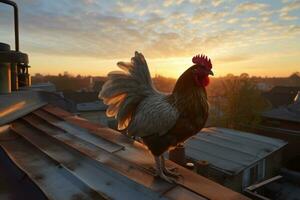 ai gegenereerd buitenshuis natuur landbouw kleurrijk haan kip landelijk mannetje vogelstand haan gevogelte pik foto