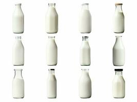 ai gegenereerd melk fles verzameling geïsoleerd Aan wit achtergrond. foto