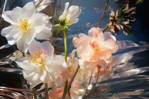 ai gegenereerd voorjaar seizoensgebonden flora detailopname bloeiende kers natuur Afdeling bloeiend bloem fabriek foto