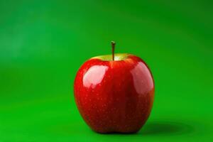 ai gegenereerd groen tussendoortje zoet dieet heerlijk Gezondheid rijp biologisch rood appel detailopname achtergrond foto