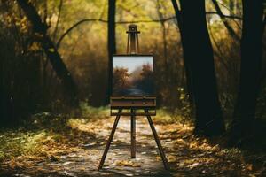 ai gegenereerd boom buitenshuis groen mooi hout natuur vallen park zonlicht Woud oranje seizoen foto