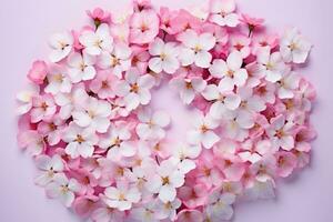 ai gegenereerd bloemen Afdeling voorjaar bloeiend decoratie flora boom wit bloemblad roze natuur sakura foto