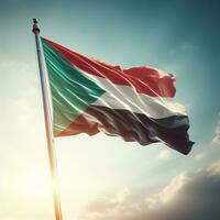 ai gegenereerd een waterverf clip art van Soedan vlag foto