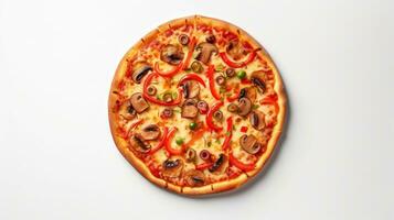 ai gegenereerd heerlijk pizza geïsoleerd Aan de minimalistische achtergrond foto