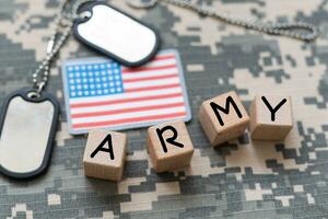ons leger concept Aan camouflage uniform foto