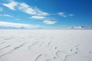 ai gegenereerd antarctisch woestijn landschap, verkoudheid sneeuw duidelijk onder blauw lucht foto