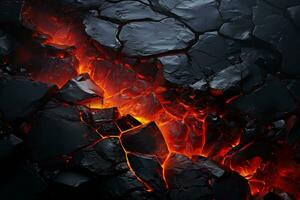 ai gegenereerd achtergrond - heet gekoeld vulkanisch lava foto