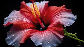 ai gegenereerd een hibiscus bloem met een zwart achtergrond.ai gegenereerd. foto