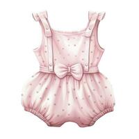 ai gegenereerd roze baby meisje romper in aquarellen Aan een wit achtergrond. ai gegenereerd foto