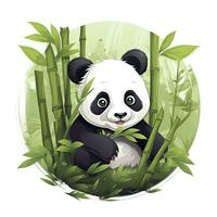 ai gegenereerd schattig panda in de midden- van een bamboe Woud. t-shirt ontwerp. ai gegenereerd foto