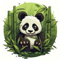 ai gegenereerd schattig panda in de midden- van een bamboe Woud. t-shirt ontwerp. ai gegenereerd foto