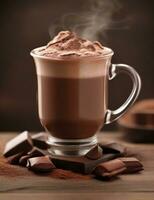 ai gegenereerd mok van heet chocola of cacao.warm sjaal en knus herfst en winter concept. foto