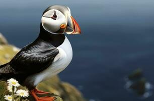 ai gegenereerd atlantic papegaaiduiker vogel. ai gegenereerd foto