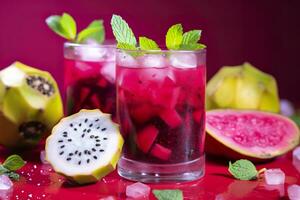 ai gegenereerd pitahaya of draak fruit mojito. generatief ai foto