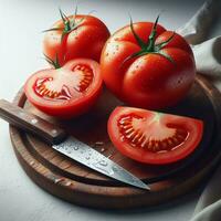 ai gegenereerd rood tomaat, plak tomaat foto