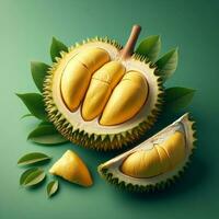 ai gegenereerd durian fruit, schijfje rijp durian fruit foto