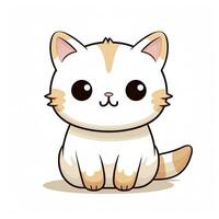 ai gegenereerd schattig kawaii kat clip art icoon wit achtergrond. ai gegenereerd foto