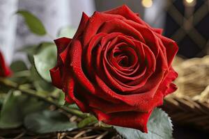 ai gegenereerd rood roos voor Valentijnsdag dag. ai gegenereerd foto