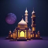 ai gegenereerd illustratie van eid mubarak nacht met licht van een lamp, papier stijl, luxe gelukkig eid achtergrond, ai generatief foto