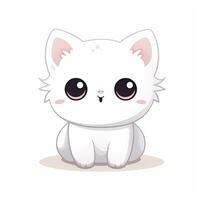 ai gegenereerd schattig kawaii kat clip art icoon wit achtergrond. ai gegenereerd foto