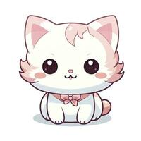 ai gegenereerd schattig kawaii kat clip art icoon wit achtergrond. ai gegenereerd foto