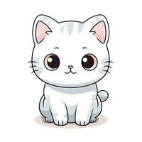 ai gegenereerd schattig kawaii kat clip art icoon wit achtergrond. ai gegenereerd foto