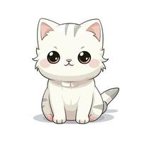 ai gegenereerd schattig kawaii kat clip art icoon wit achtergrond. ai gegenereerd foto