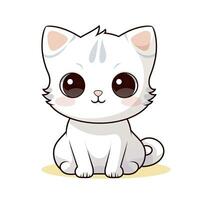 ai gegenereerd schattig kawaii kat clip art icoon wit achtergrond. ai gegenereerd foto