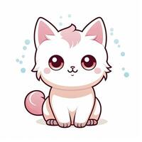 ai gegenereerd schattig kawaii kat clip art icoon wit achtergrond. ai gegenereerd foto