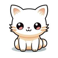 ai gegenereerd schattig kawaii kat clip art icoon wit achtergrond. ai gegenereerd foto