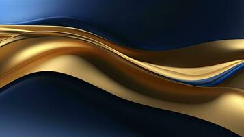 ai gegenereerd goud en marine blauw golven abstract. ai gegenereerd. foto