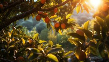 ai gegenereerd versheid van natuur in zomer, groen bladeren toenemen gegenereerd door ai foto