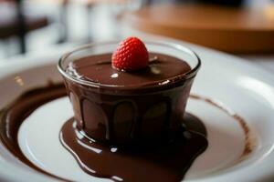 ai gegenereerd chocola pudding. pro foto