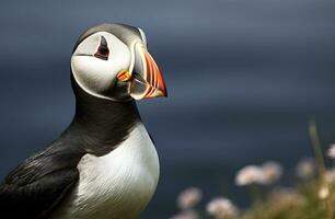 ai gegenereerd atlantic papegaaiduiker vogel. ai gegenereerd foto