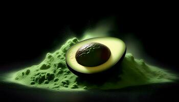 ai gegenereerd avocado explosie met poeder foto