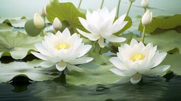 ai gegenereerd wit lotus bloem in water. ai gegenereerd foto