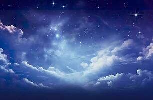 ai gegenereerd ruimte van nacht lucht met wolken en sterren. generatief ai foto