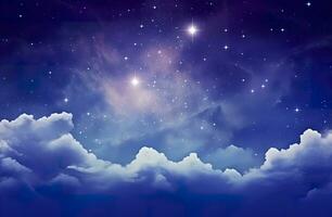 ai gegenereerd ruimte van nacht lucht met wolken en sterren. generatief ai foto