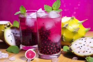 ai gegenereerd pitahaya of draak fruit mojito. generatief ai foto