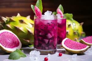 ai gegenereerd pitahaya of draak fruit mojito. generatief ai foto