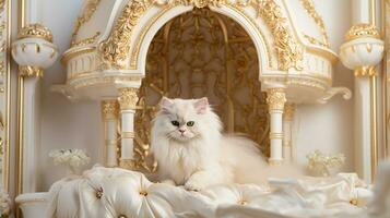 ai gegenereerd Koninklijk huisdieren dieren in luxe paleis foto
