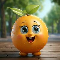 ai gegenereerd 3d realistisch tekenfilm schattig oranje fruit foto