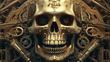 ai gegenereerd steampunk schedel, digitaal kunst illustratie, generatief ai foto