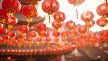 ai gegenereerd Chinese nieuw jaar lantaarns viering foto