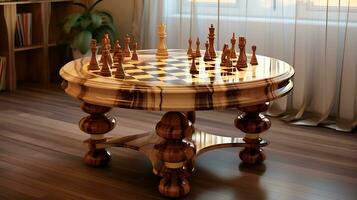 ai gegenereerd mooi tafereel ontwerp van spelen schaak Aan een tafel foto